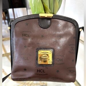 Vintage HCL Handcrafted Leathergoods Crossbody Bag Numbered Plate